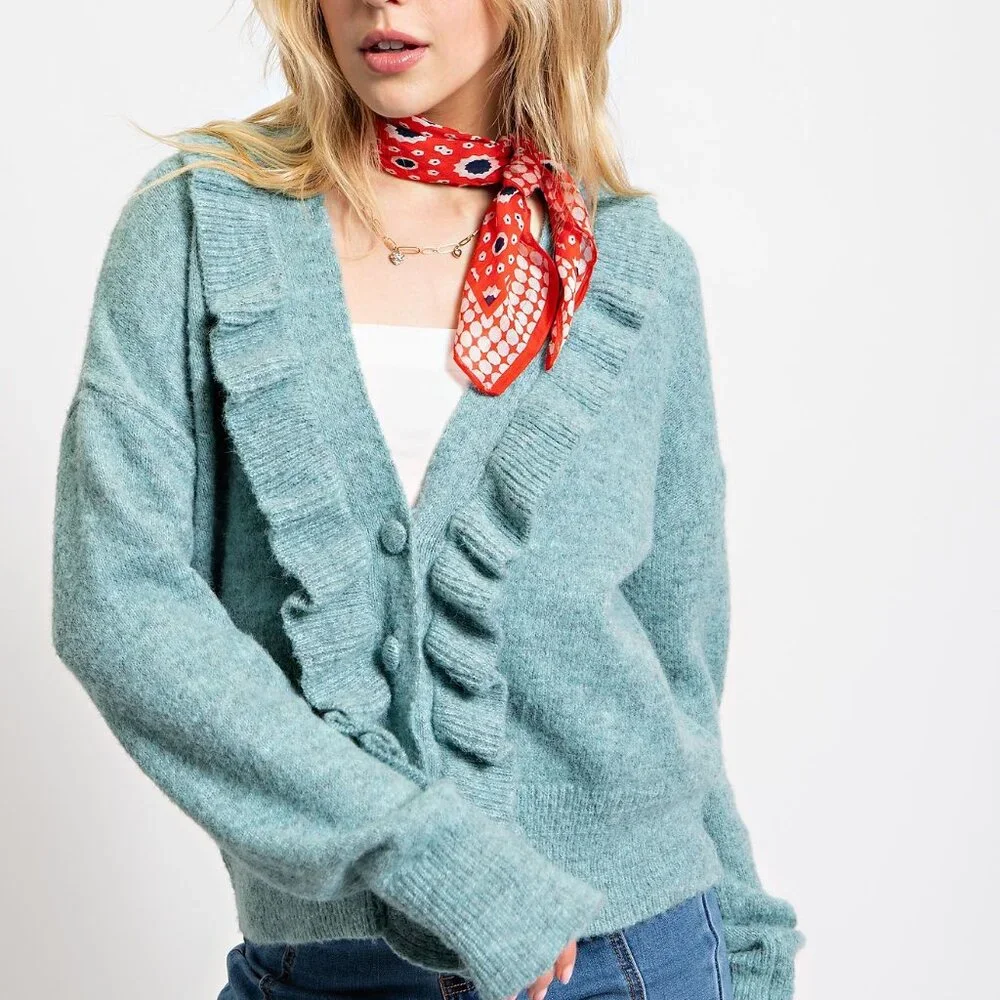 Easel Ruffle Front Cardigan - Picture 5 of 5